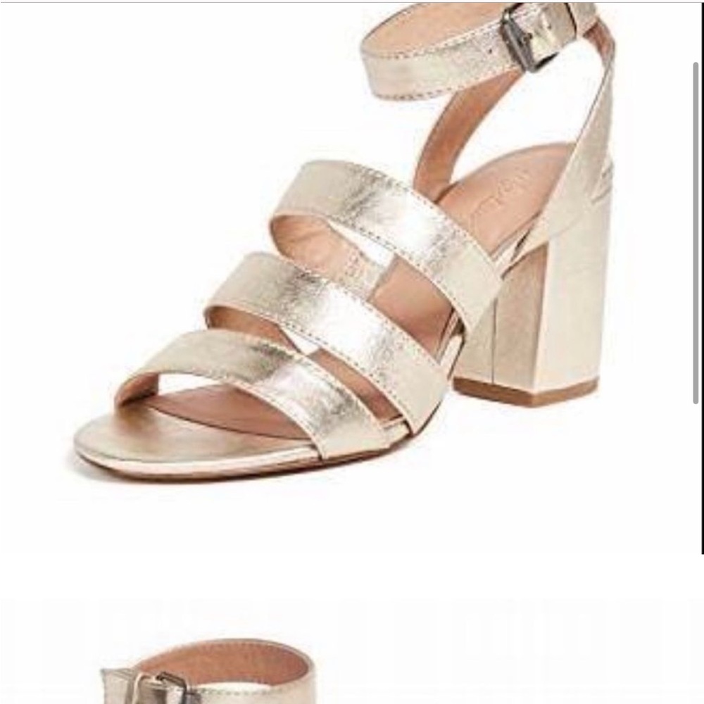 Elegant Gold Block Heel Sandals